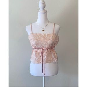 Vintage Frederick’s of Hollywood Coquette Pale Pink Lace Cami Top. Size Medium.